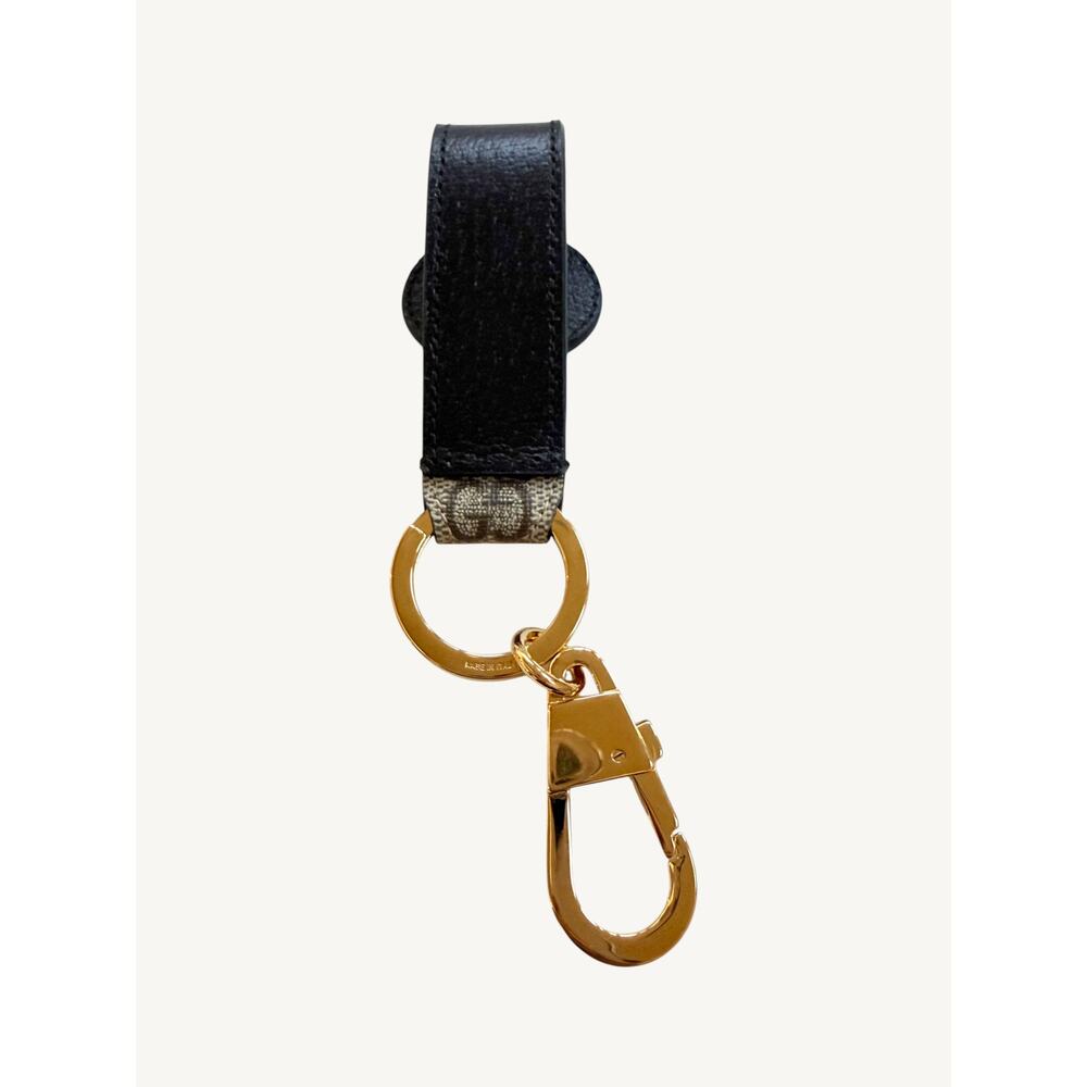 Gucci Interlocking G Keychain Ring Bag Charm GG Supreme Black Leather 701432 NIB - Picture 6 of 14